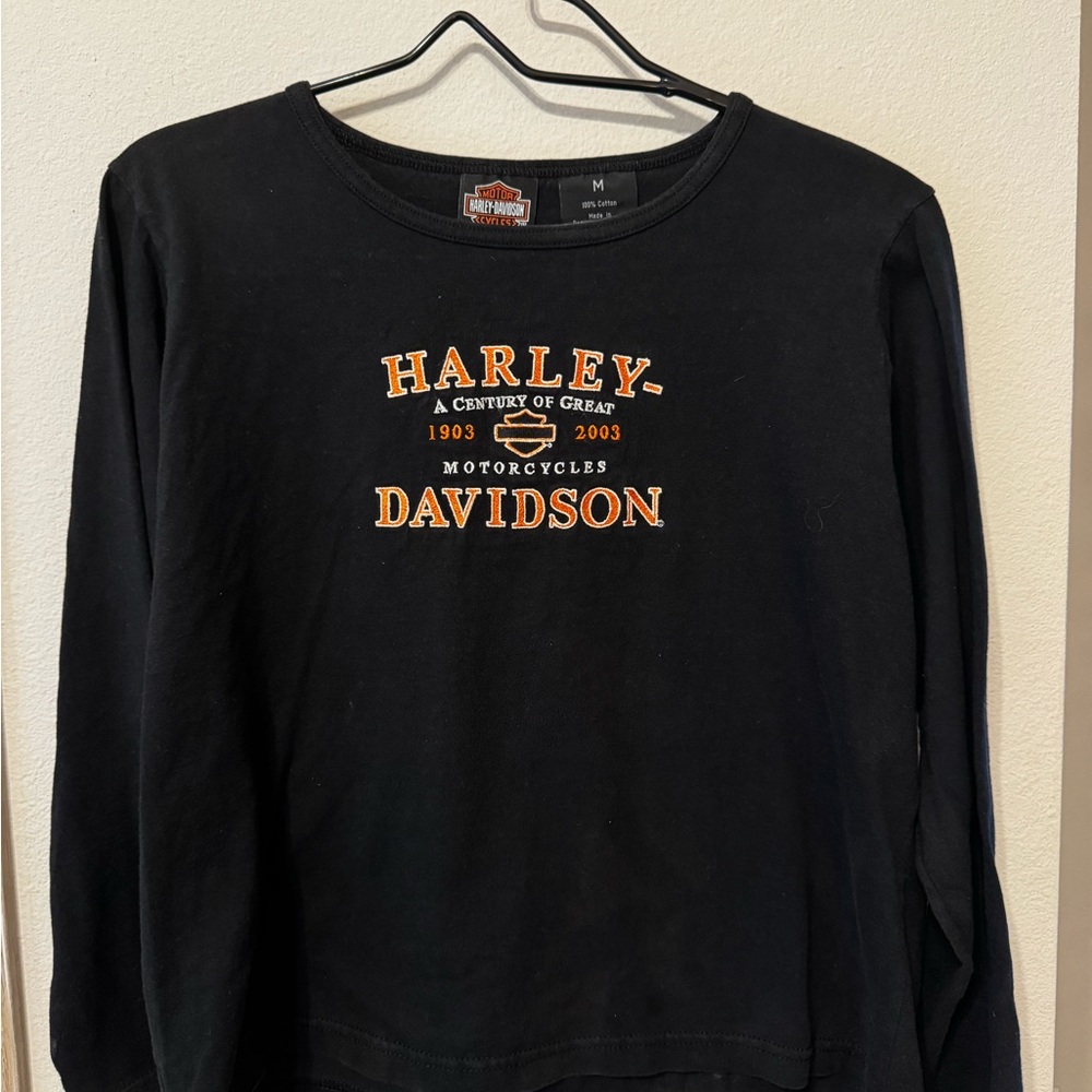 Harley-Davidson Black Tee with Orange Embroidered Logo